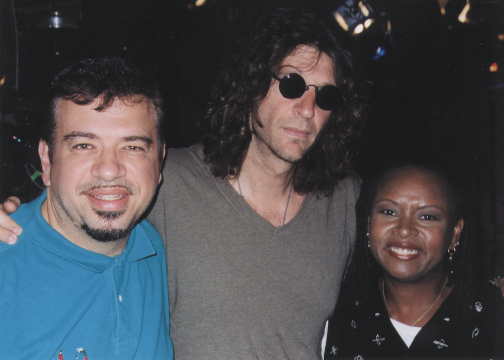 On the TV set of the Howard Stern show with Robin